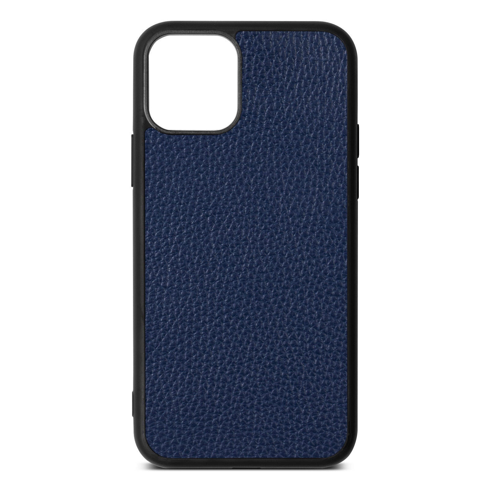 Personalised Navy Blue Pebble Leather Shadow Text Iphone Case