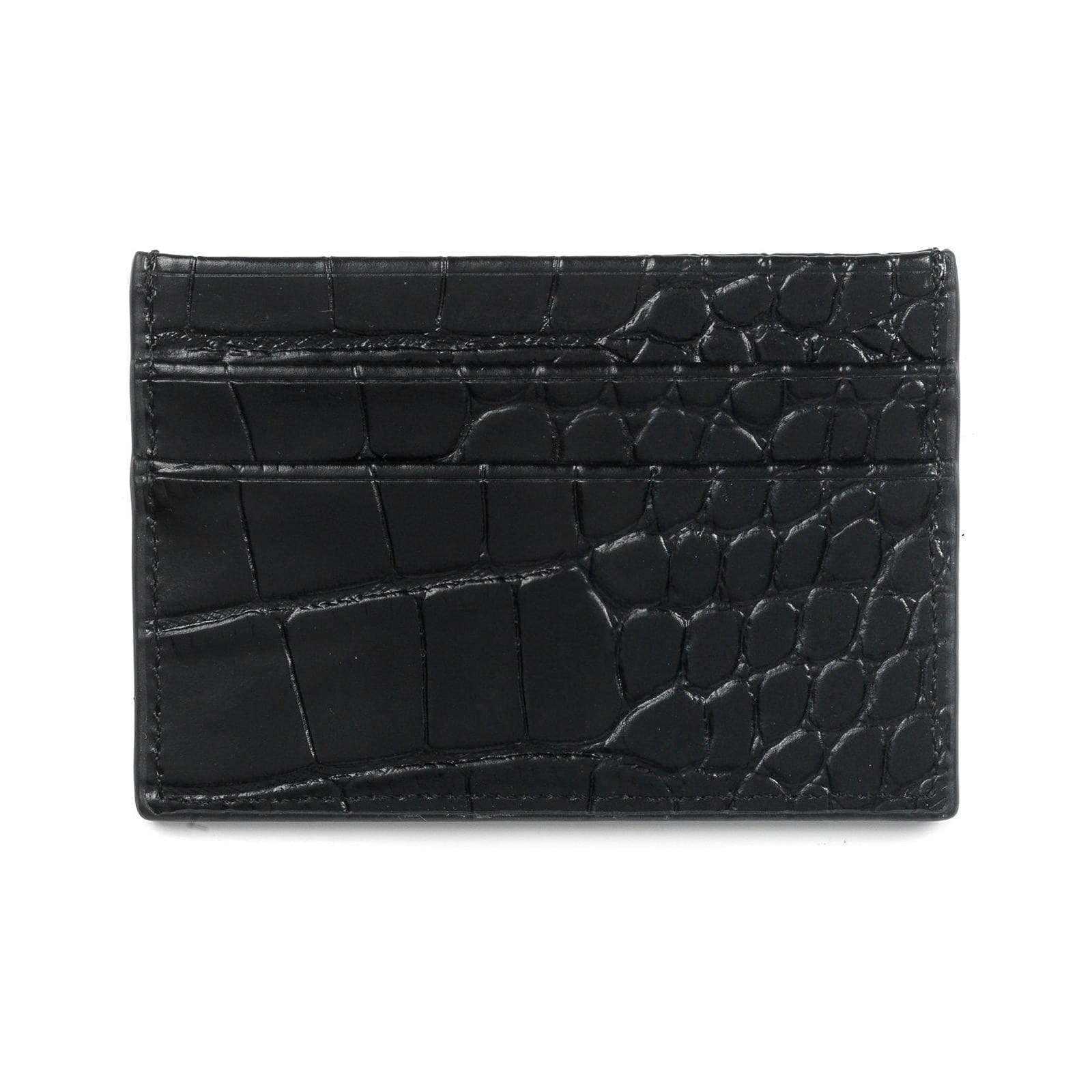 Personalised Black Croc Leather Card Holder | Dyefor