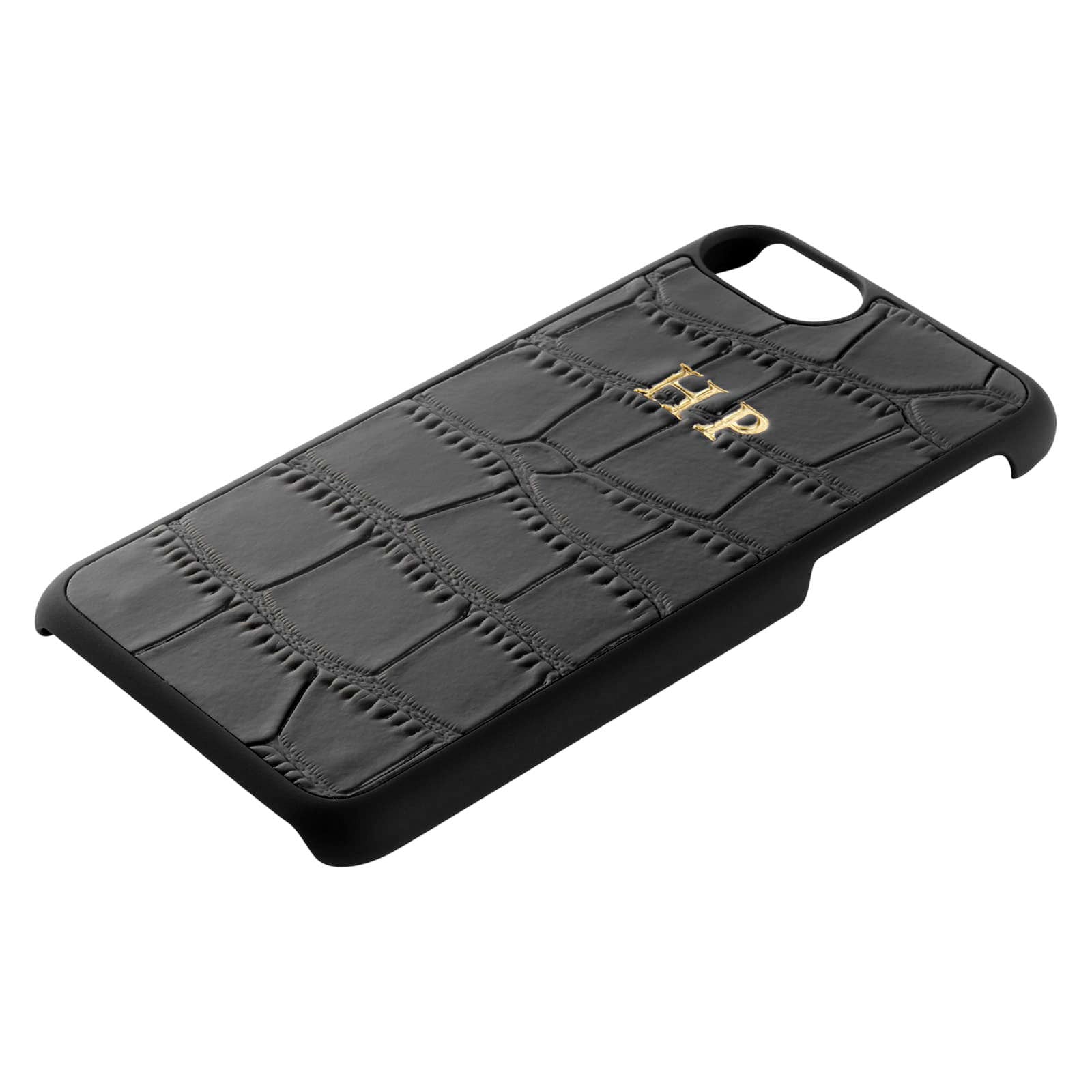 Personalised Black Croc Leather iPhone Case