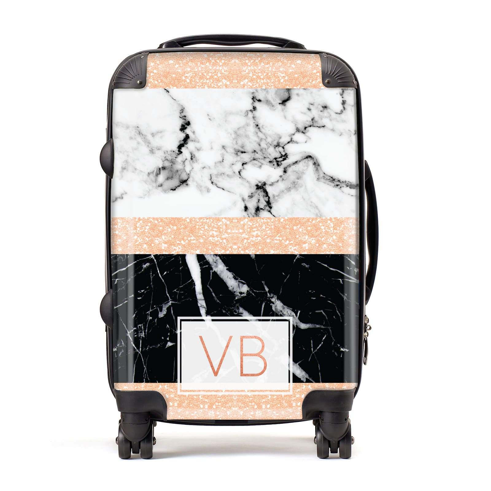 marble initials suitcase