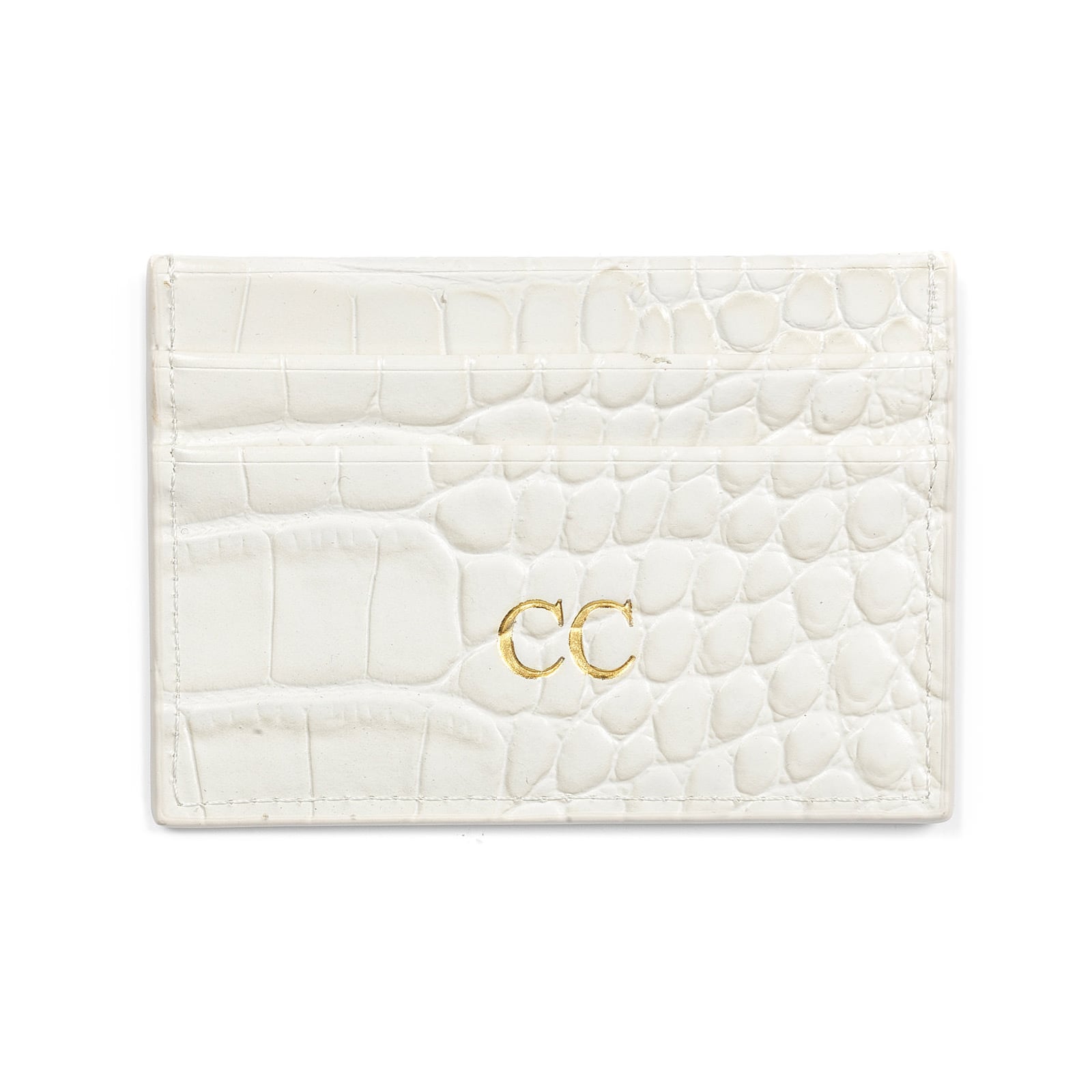 Personalised White Croc Leather Card 