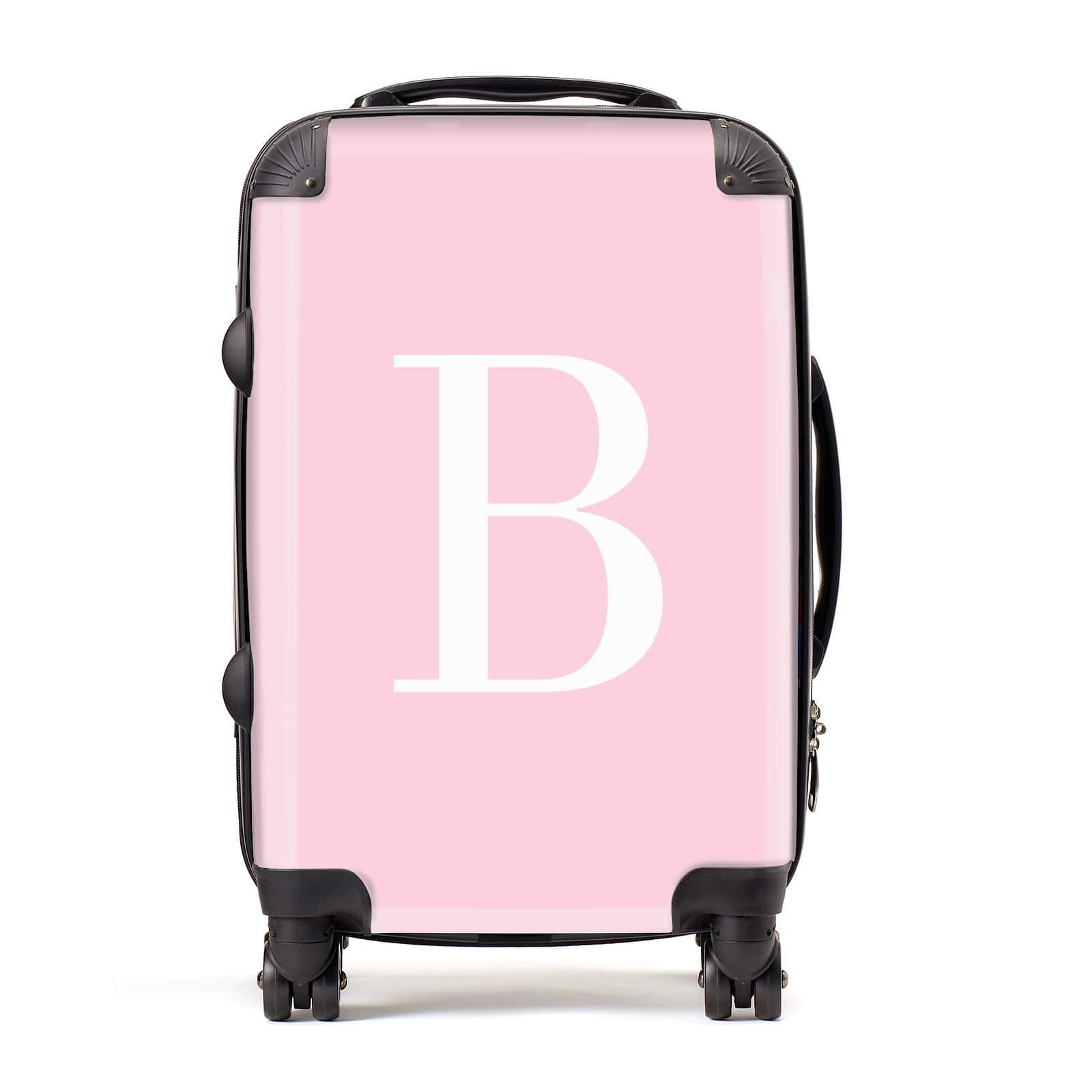 pink and white suitcase