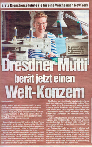 März 2016 - "Dresdner Mutti berät Welt-Konzern" - die Dresdner Morgenpost über unsere Arbeit im Etsy Seller Advisory Board.