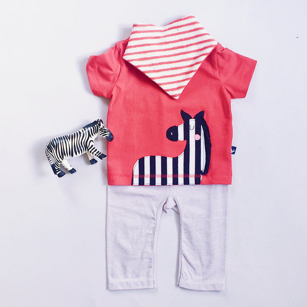 Baby T-Shirt Zebra mit Babyhose und Halstuch aus Bio Baumwolle von internaht