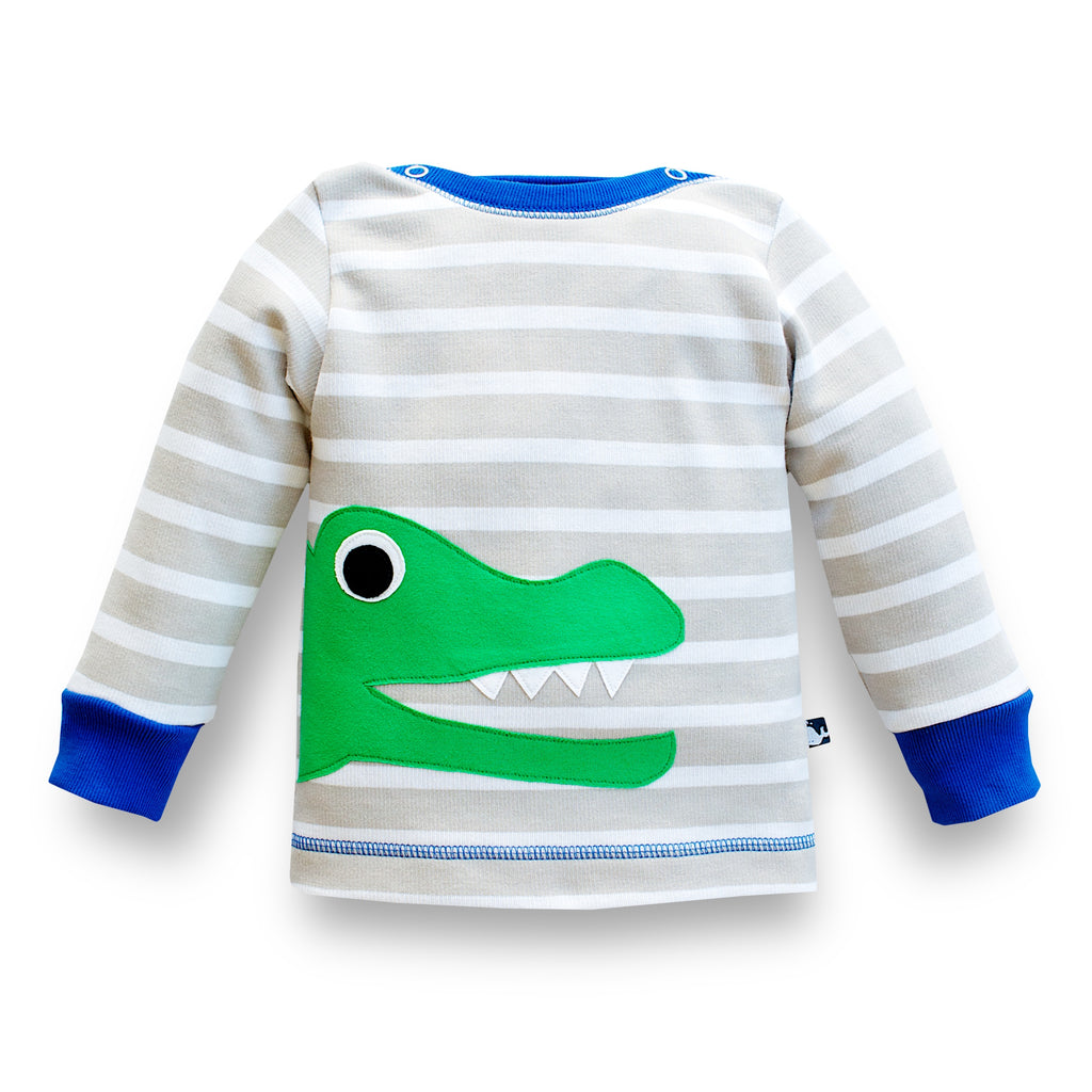 Baby-Shirt mit Krokodil aus 100% zertifizierter Bio-Baumwolle