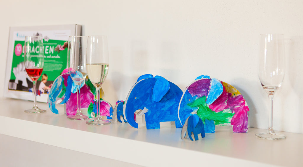 Die Elefanten-Familie von Bibabox bei der Eröffnungsfeier unseres Ateliers in Dresden-Plauen :-)