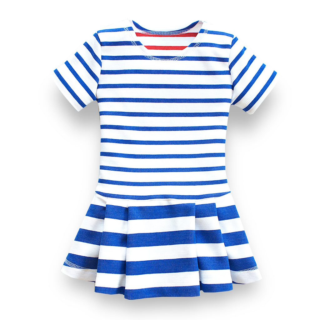 Maritimes Sommerkleid für Mädchen, blau-weiß gestreift
