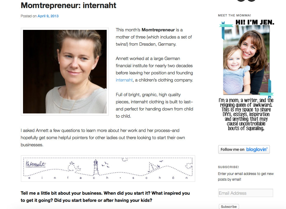 Momtrepreneur: internaht bei Jen von Cuddles and Chaos!