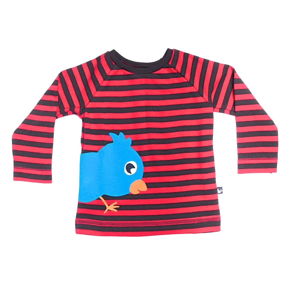 Rotschwarzes Longshirt von Internaht und Freche Spatzen