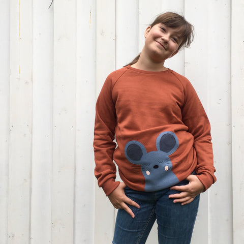 Sweatshirt Maus für Kinder aus 100% Bio Baumwolle