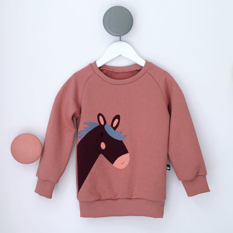 Pferde Pullover für Kinder aus 100% Biobaumwolle