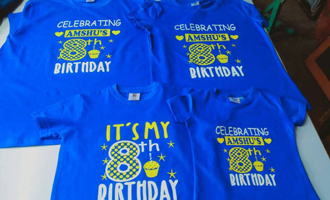 8th birthday t shirt boy with family