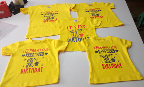 1st birthday t shirt girl with family