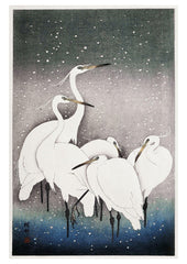 Group of Egrets by Ohara Kosun