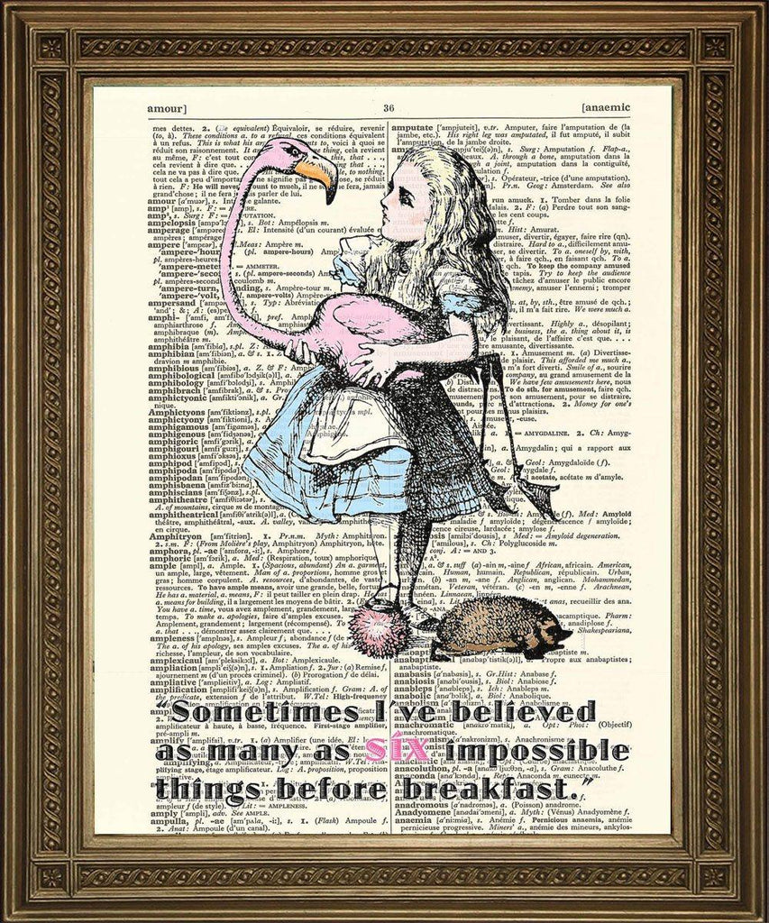 SIX IMPOSSIBLE THINGS: Alice in Wonderland Dictionary Art Print ...