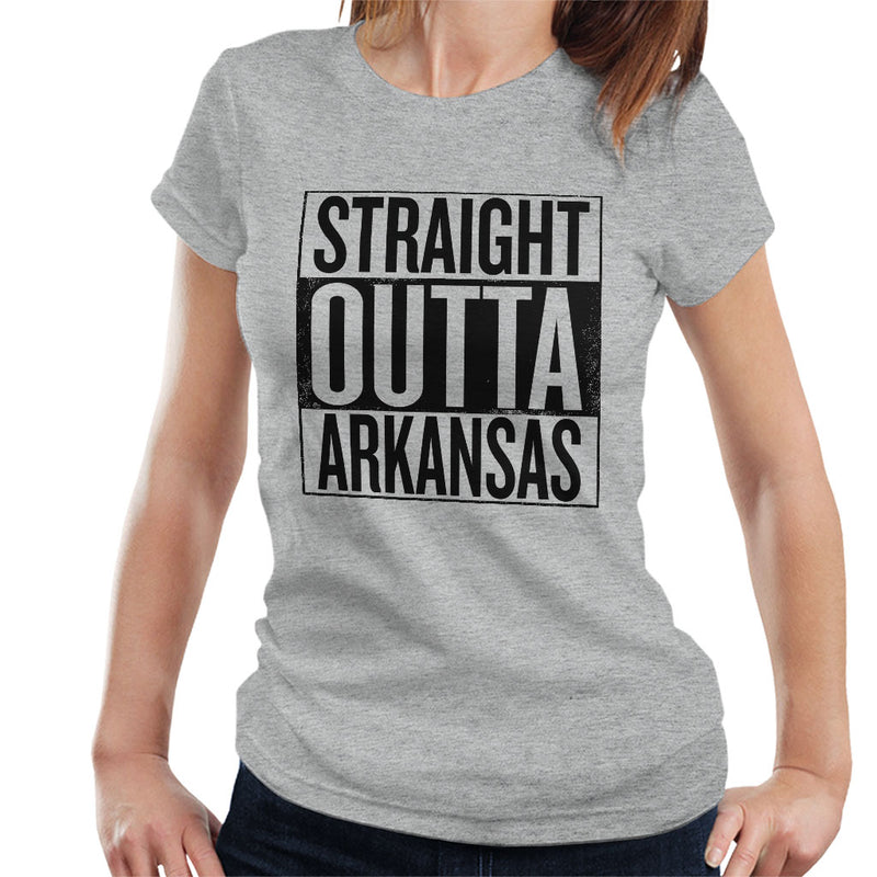 Black Text Straight Outta Arkansas US States Women's T-Shirt - coto7