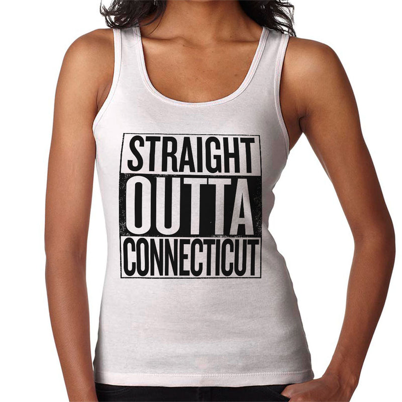 Black Text Straight Outta Connecticut US States Women's Vest - coto7
