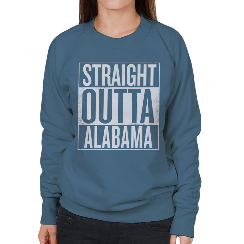 White Text Straight Outta Alabama US States Women's Sweatshirt - coto7