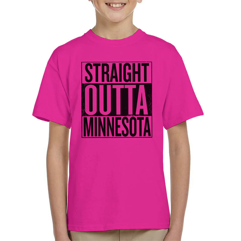 Black Text Straight Outta Minnesota US States Kid's T-Shirt - coto7