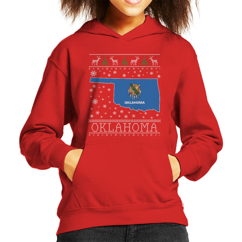 Oklahoma Christmas Knit Pattern Kid's Hooded Sweatshirt - coto7