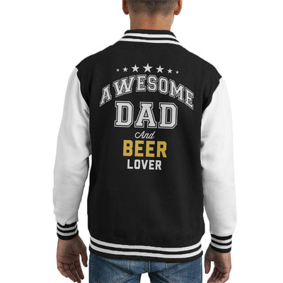 Awesome Dad And Beer Lover Kid's Varsity Jacket - coto7