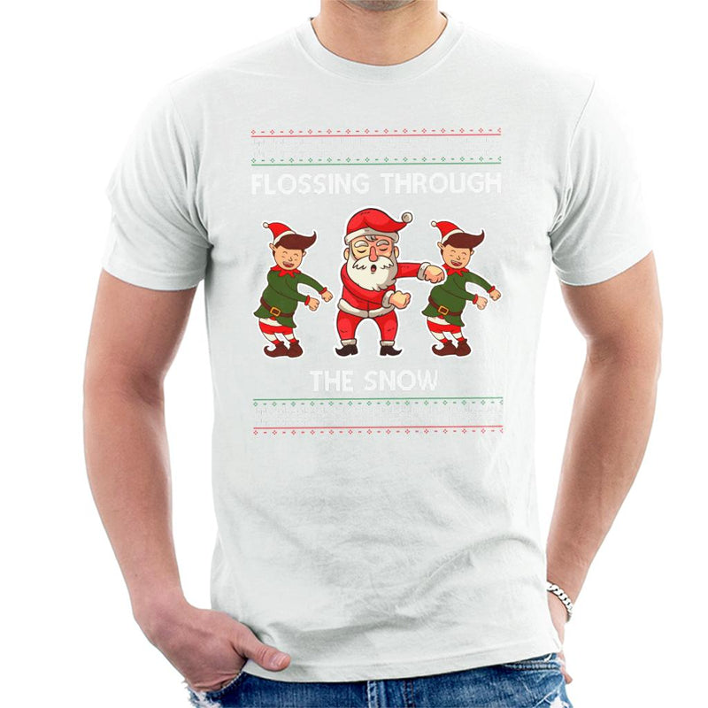 Santa Elves Flossing Through The Snow Christmas Men's T-Shirt - coto7