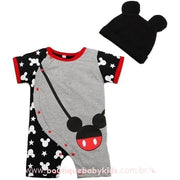 Macacão Bebê Mickey e Minnie com Touca