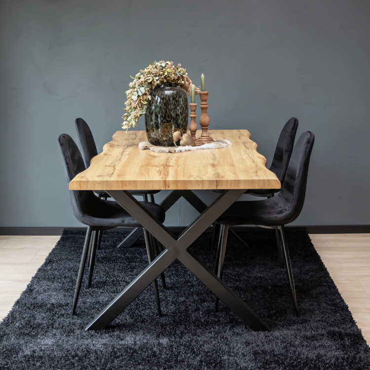 Urban Living - Eetkamertafel Rechthoekig X-onderstel Eiken Fineer 200x90x75cm - Eettafel