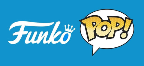 Funko pop logo. Funko is displayed in text on the left and Pop! is displayed on the right in logo form