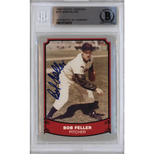 1989 Bob Feller Pacific Legends Signed Cleveland Card COA BAS