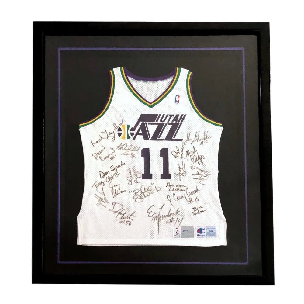 1991-92 Entire Utah Jazz Team Signed Framed Jersey JSA COA
