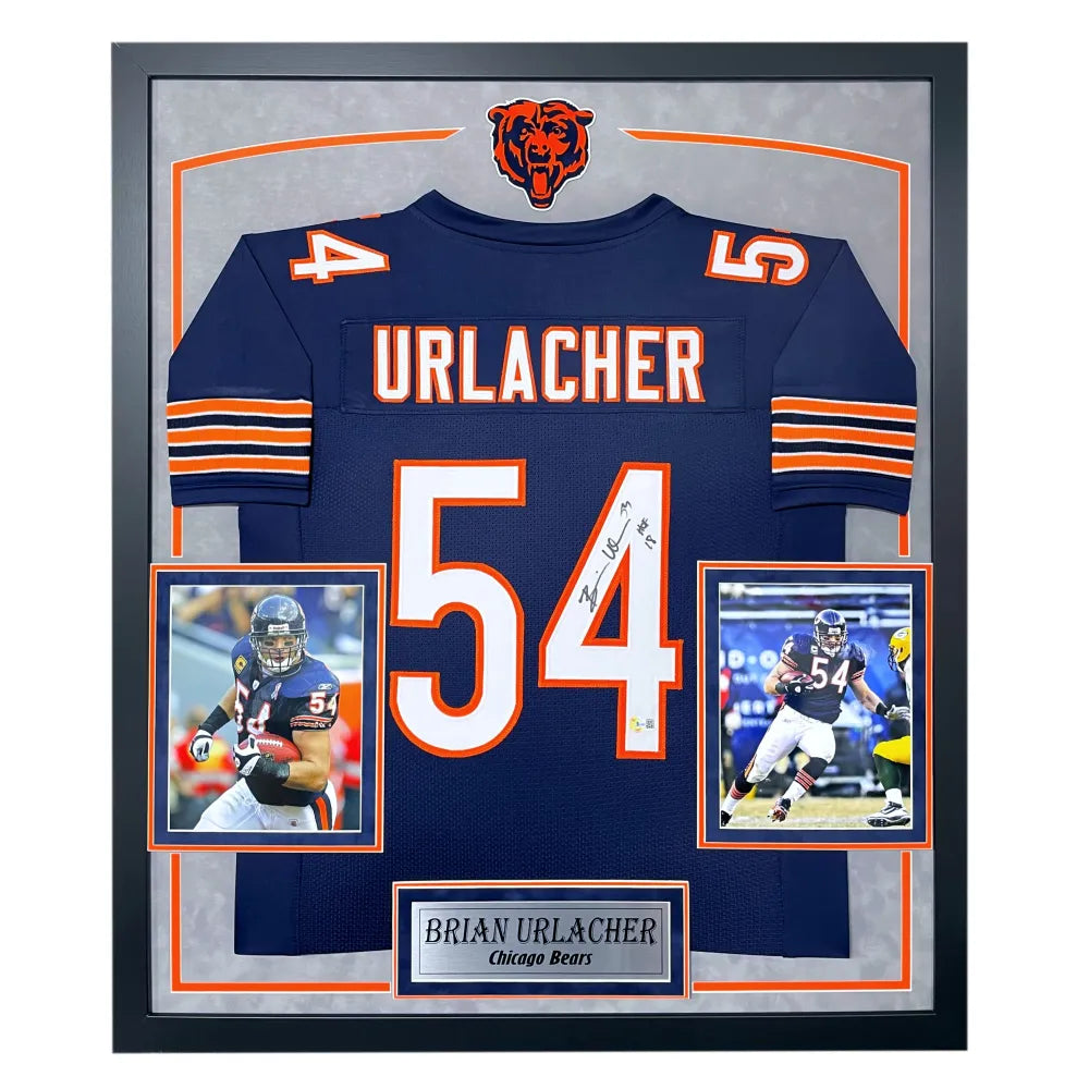 Brian Urlacher Chicago Bears Jersey Framed BAS Signed Inscribed HOF - Memorabilia
