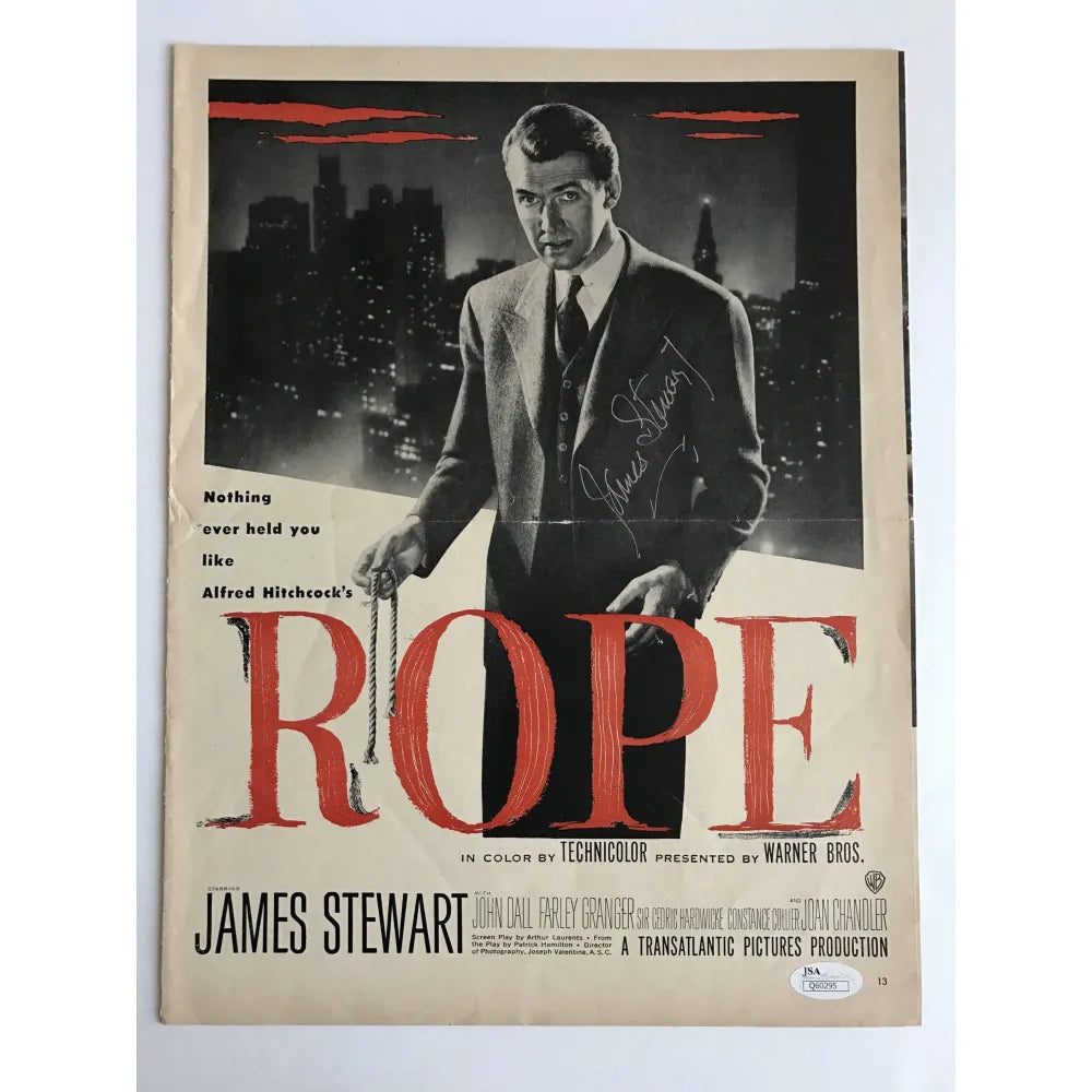 James Stewart Signed Rope Poster JSA COA Autograph Jimmy