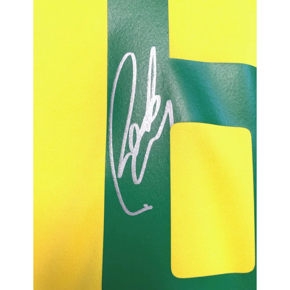 Roberto Carlos Autographed Brazil Nike Soccer Jersey Gold Ink