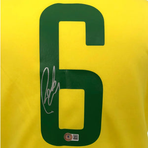 Roberto Carlos Autographed Brazil Nike Soccer Jersey Gold Ink