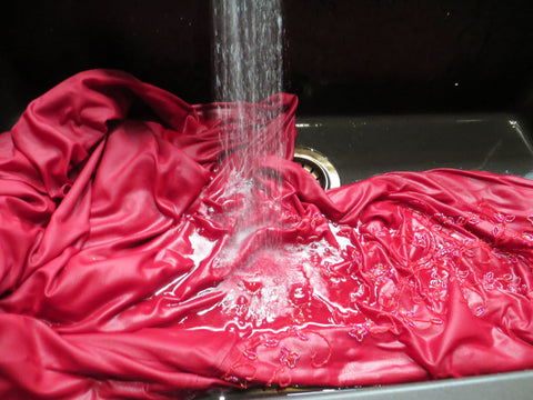 Rinsing a delicate hand washed garment