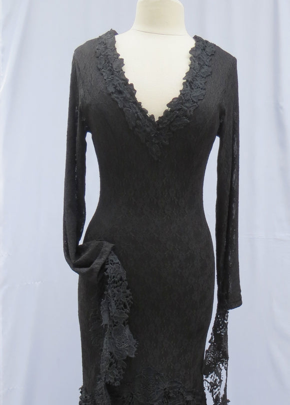 Morticia Addams Tattered Lace Fancy Cosplay Dress – Erica's Creative ...