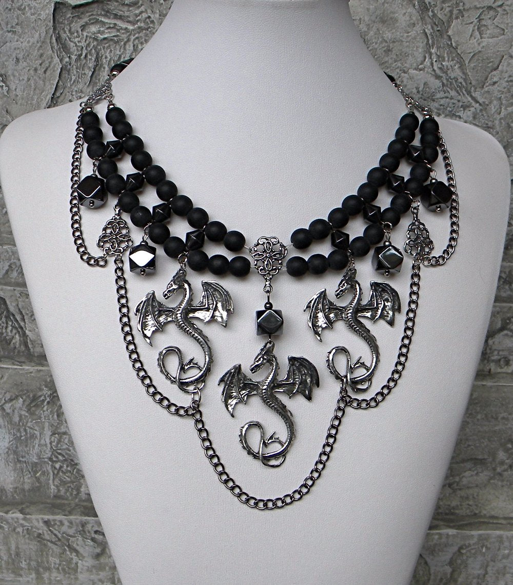 Black Dragon Lady Necklace Set Ericas Creative Cavalcade