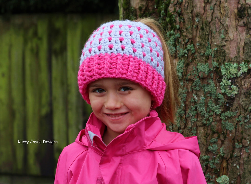 My Ponytail Beanie Crochet Pattern USA – Kerry Jayne Designs Ltd