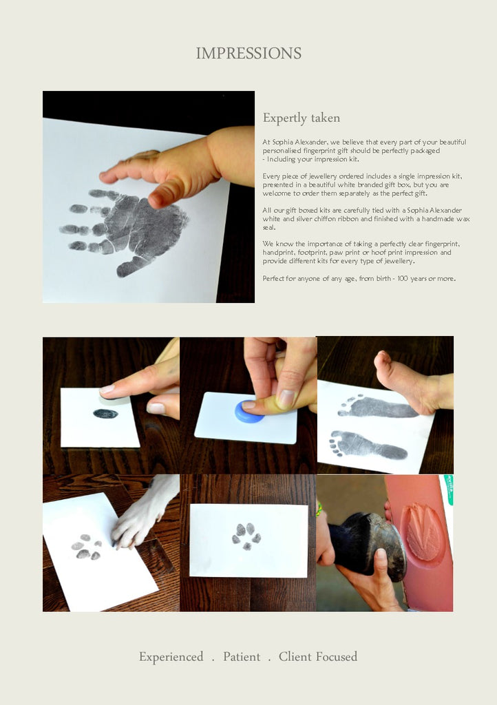 How to take fingerprints, handprints, footprints, pawprints, hoof prints for jewelry.