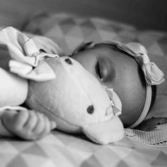 DIY Newborn Photographs - How to take new baby photos.  Fresh 24 photos.  Newborn Baby sleeping with special teddy.