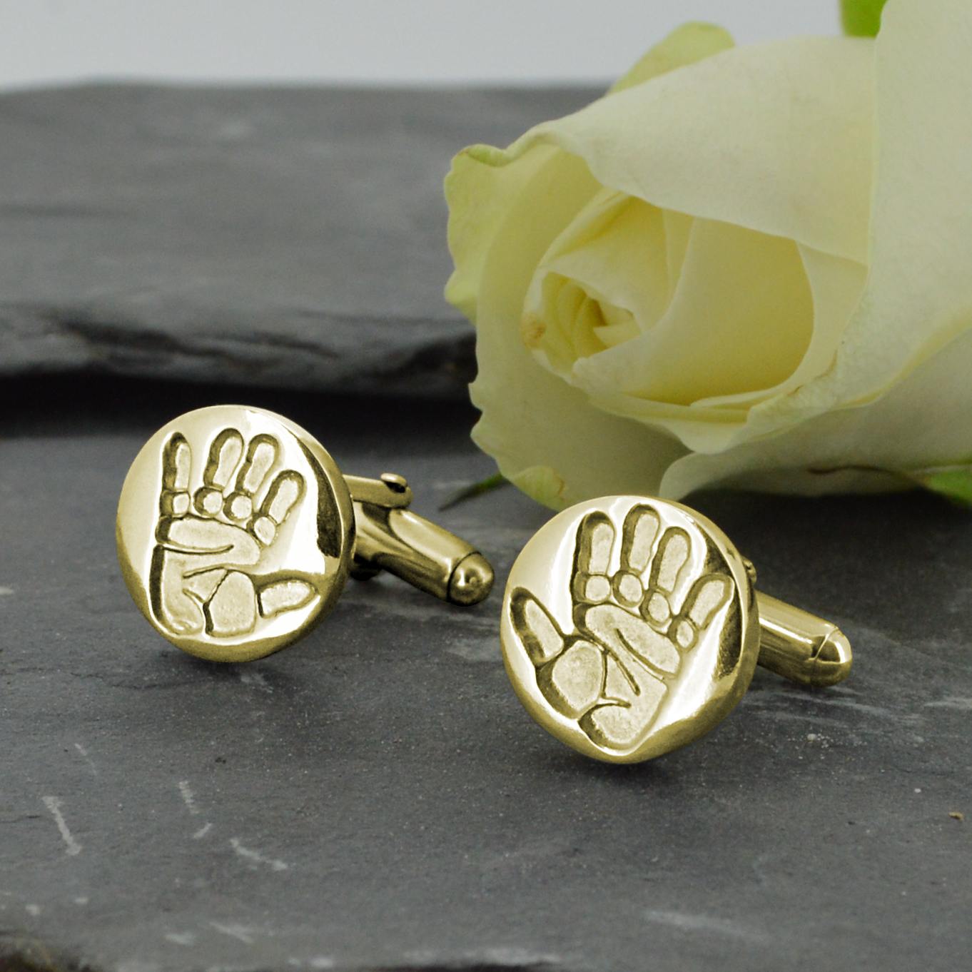 DISC SHAPED FINGERPRINT, HANDPRINT OR FOOTPRINT CUFFLINKS