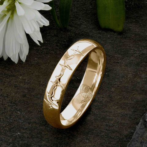 Heartbeat wedding ring in gold