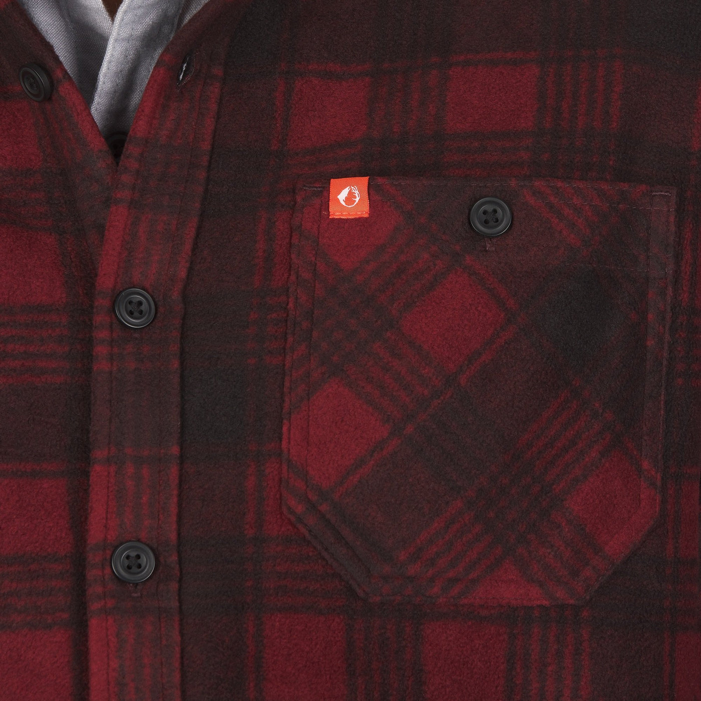 Bonded Polar Fleece-Lined Flannel Shirt Jacket - The American Outdoorsman #color_red-plaid