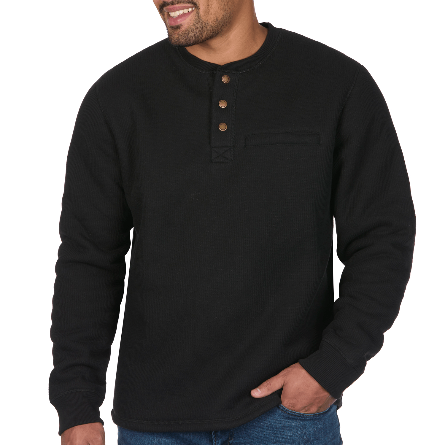 Sherpa Lined Waffle Henley Shirt - The American Outdoorsman product image