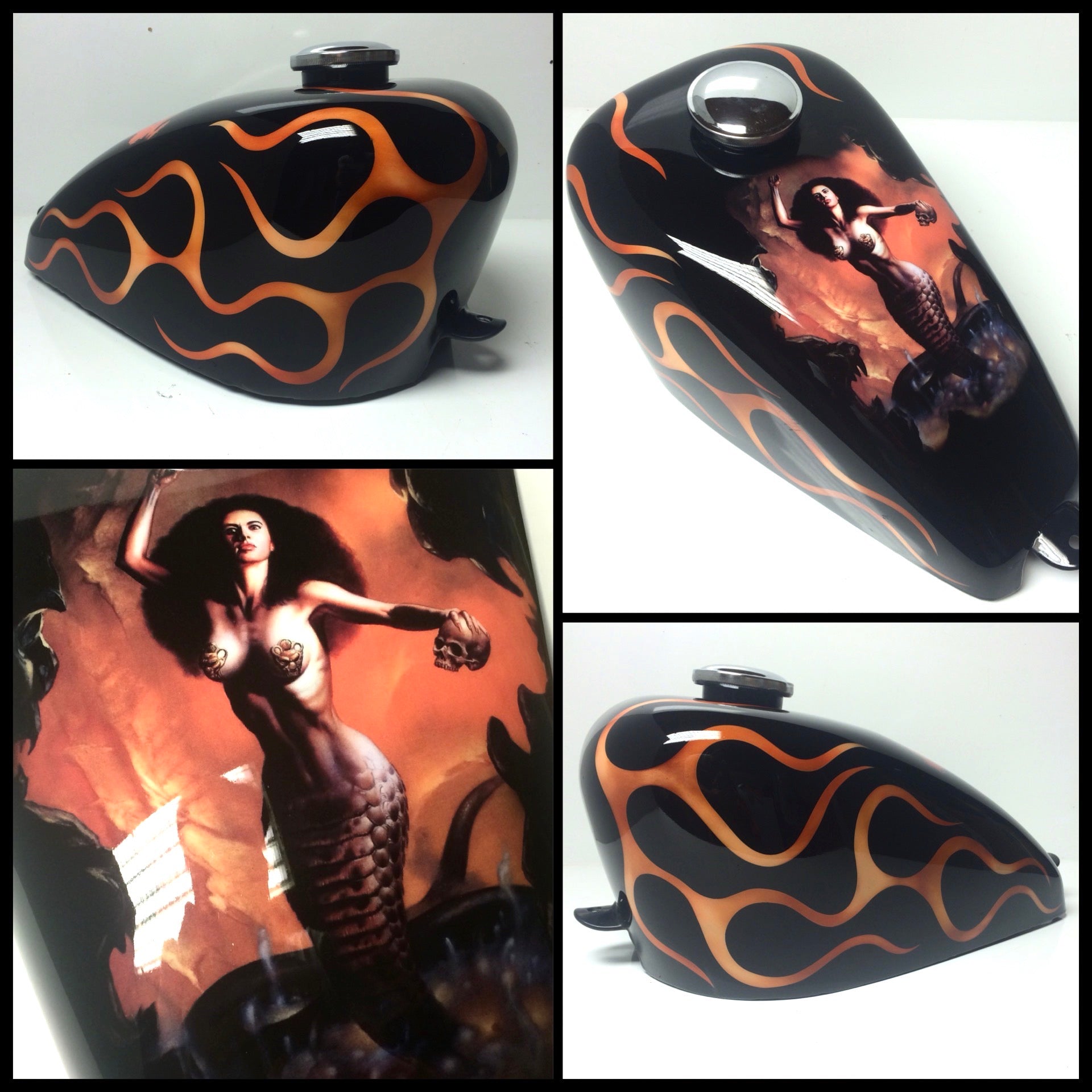 Custom Flames Painted Chopper Gas Tank