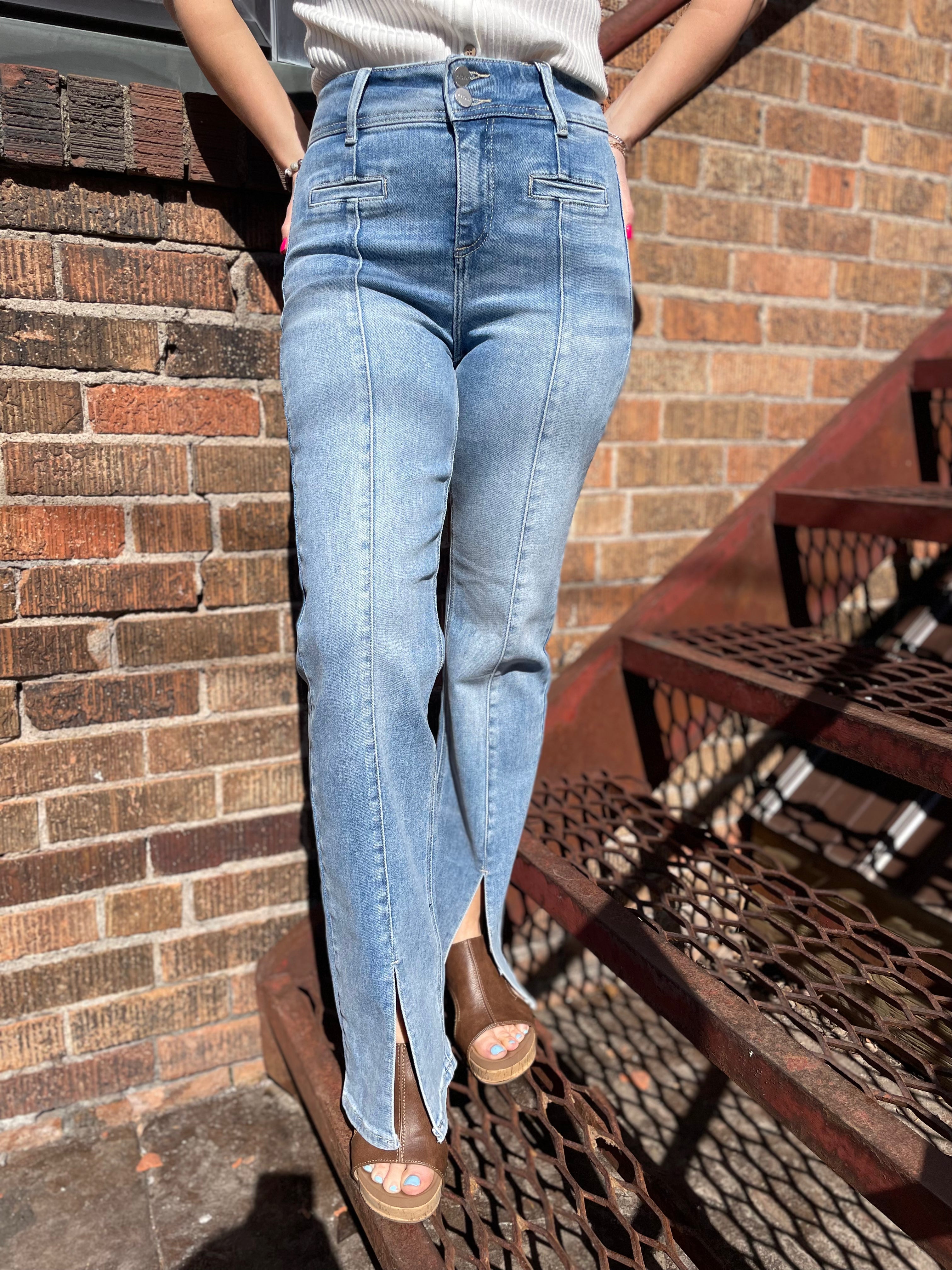 Risen High Rise Straight Front Slit