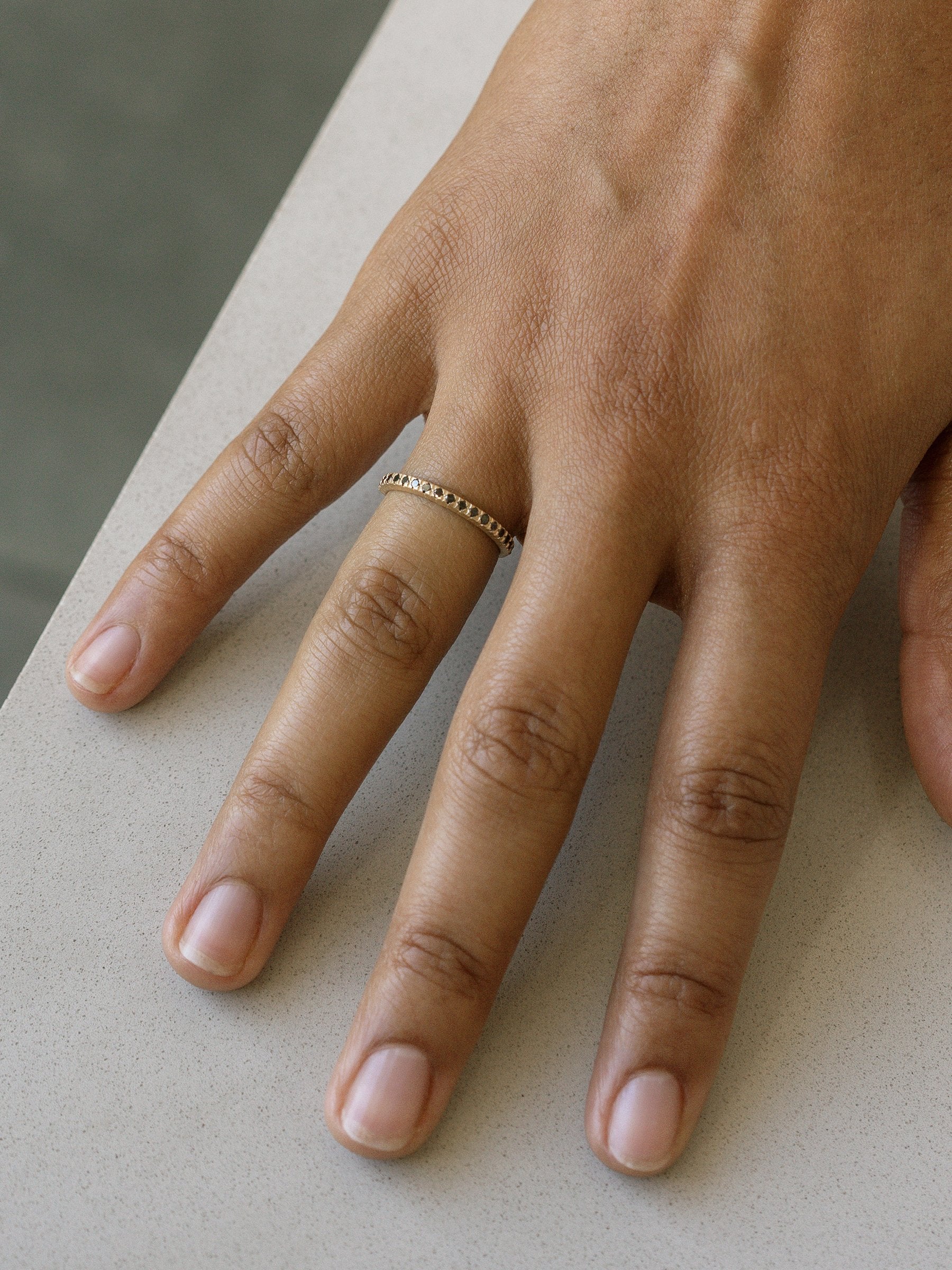 Viburnum Pav  Half Eternity Band - 1.5mm Black Diamonds