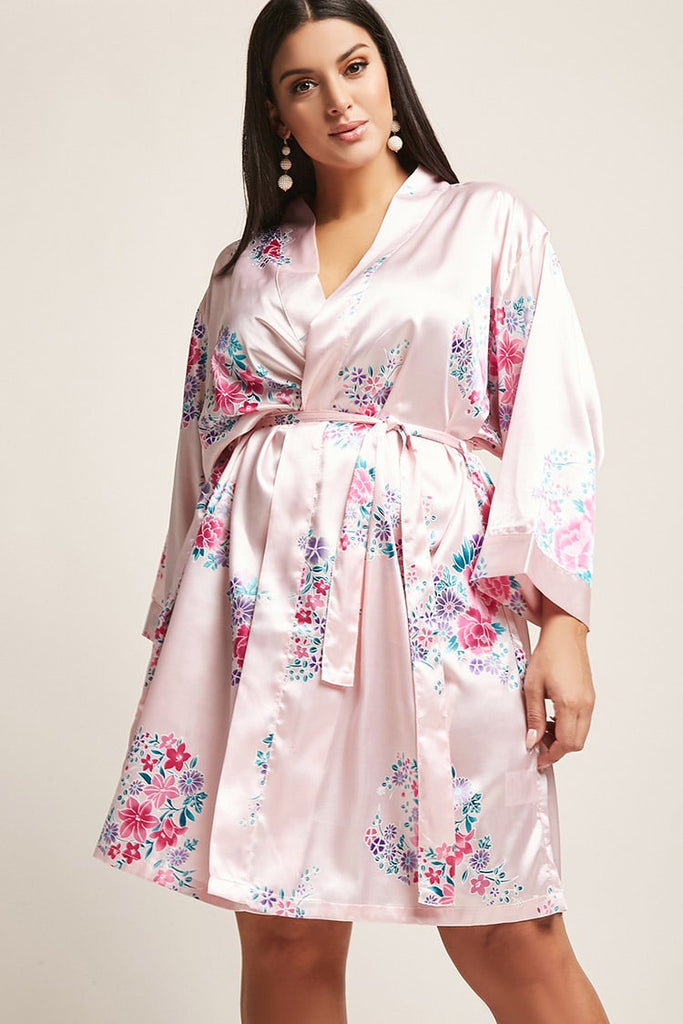 Floral Satin Kimono Robes
