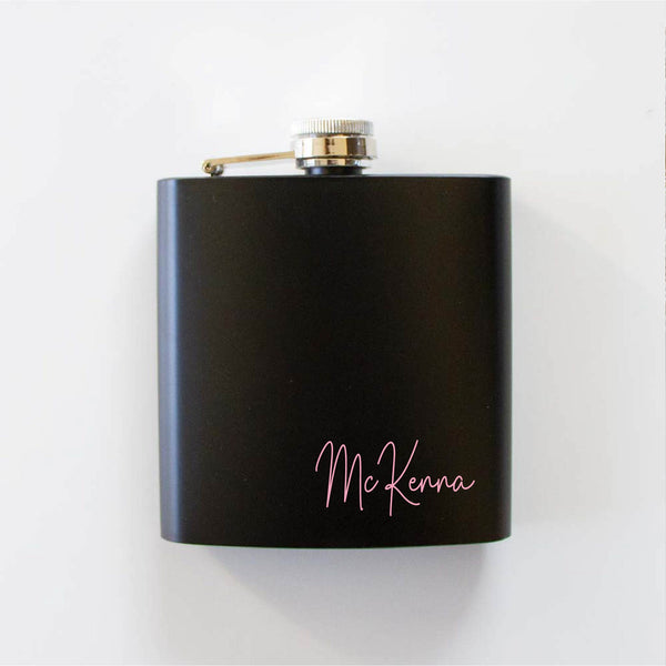 Bridesmaid Black Hip Flask Gift